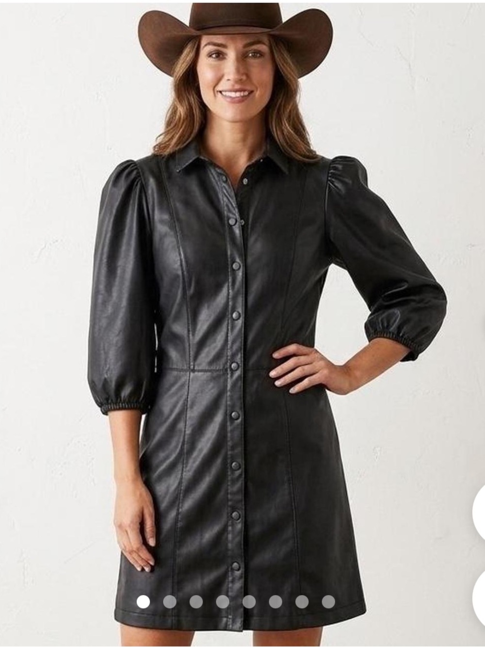 H&M Black Faux-Leather Button-Front Dress Jacket